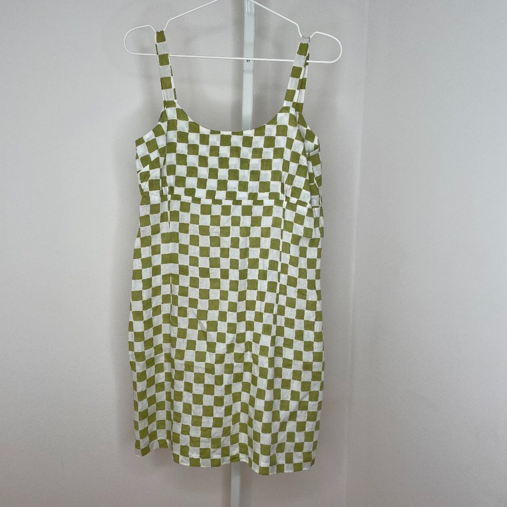 Checkerboard Empire Waist Linen Sundress